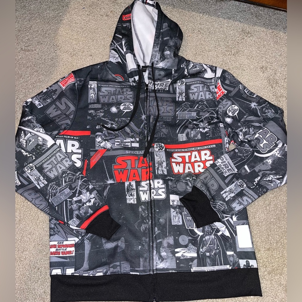 Star Wars Graphic Zip-Up Hoodie - Black and Red
